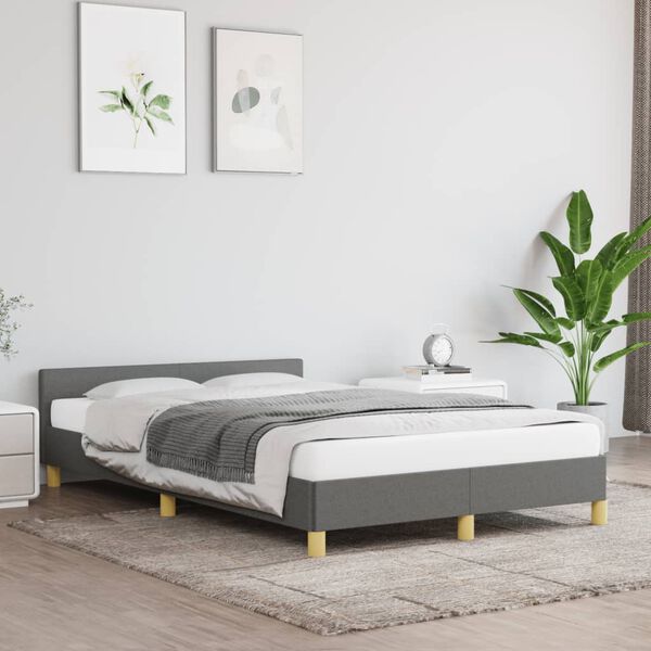 vidaXL Bedframe zonder matras 120x190 cm stof donkergrijs