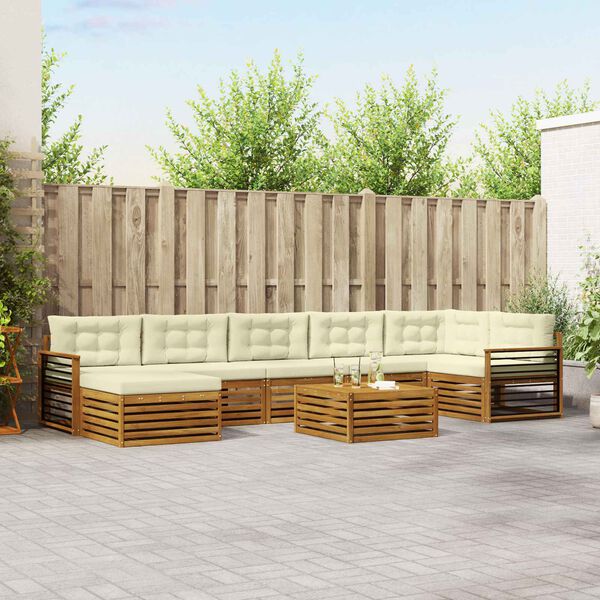 vidaXL Sofa-Sets 8 pcs Natuurlijk en Cr&egrave;me Massief Acaciahout