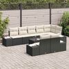vidaXL Tuin Sofa Set met kussen 9 pcs Zwart en Crème poly rattan