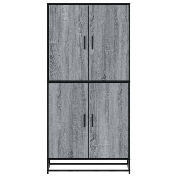 vidaXL Hoge kast 68x35x139 cm bewerkt hout grijs sonoma eikenkleurig