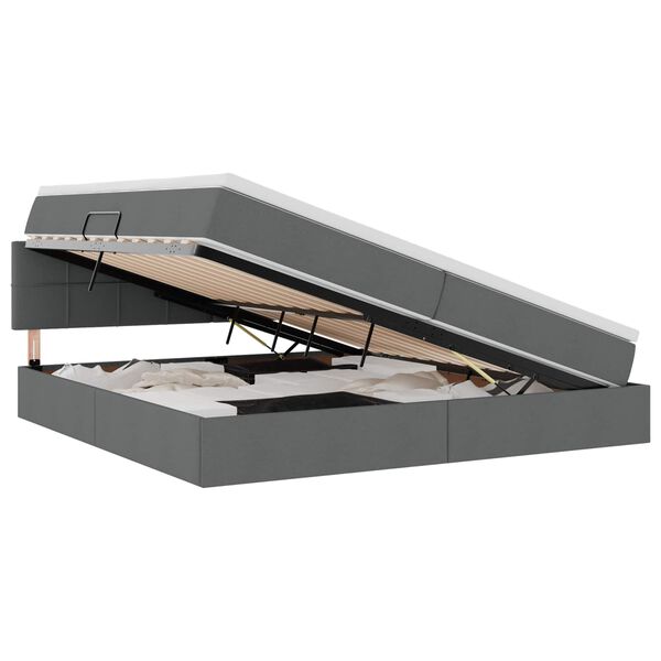 vidaXL Opbergbed met matras Donkergrijs 200 x 200 cm Bewerkt hout