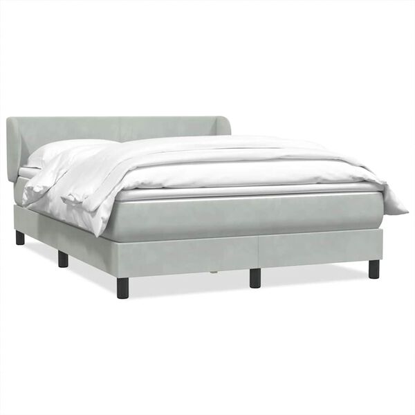 vidaXL Boxspring met matras fluweel lichtgrijs 160x220 cm