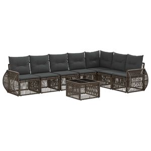 vidaXL Tuinbankenset 8 st Grijs en Donkergrijs poly rattan