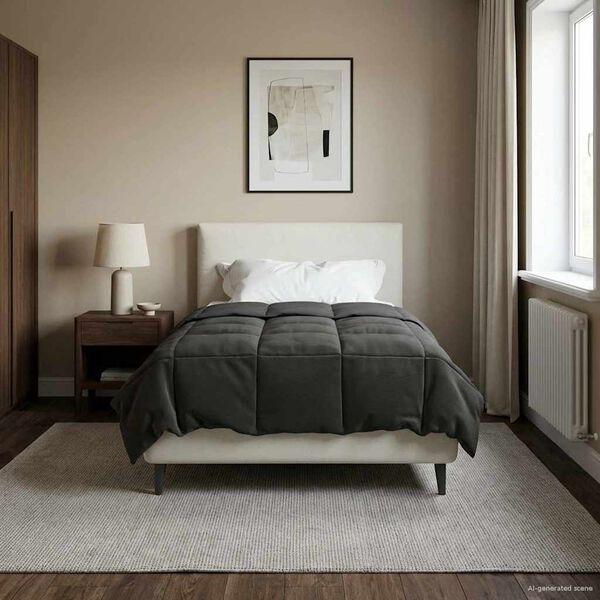 vidaXL Zomer Dekbed Gekwilt Antraciet 155 x 220 cm Microfiber