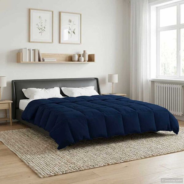 vidaXL Winter Dekbed Gekwilt Donkerblauw 240 x 260 cm Microfiber
