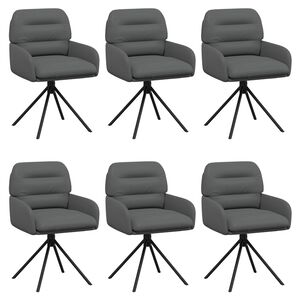 vidaXL Draai Eetstoelen 6 pcs Kunstleer Grijs 59 x 59,5 x 90 cm