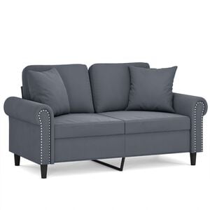 vidaXL Tweezitsbank met sierkussens 120 cm fluweel donkergrijs