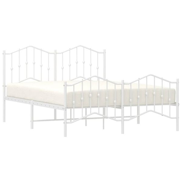 vidaXL Bedframe met hoofd- en voeteneinde metaal wit 150x200 cm