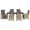vidaXL Tuin eettafelset met kussen 7 pcs Beige poly rattan