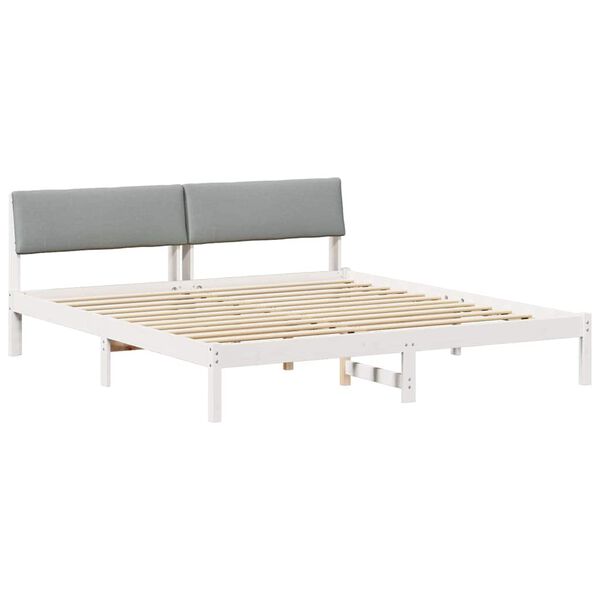vidaXL Bedframe Wit en lichtgrijs 200 x 200 cm Massief grenenhout