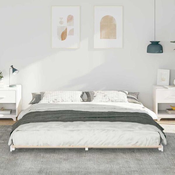 vidaXL Bedframe Wit 180 x 220 cm Massief grenenhout