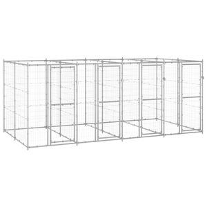 vidaXL Hondenkennel 9,68 m&sup2; gegalvaniseerd staal