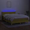 vidaXL Boxspring met matras en LED stof groen 140x200 cm