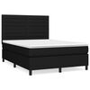 vidaXL Boxspring met matras stof zwart 140x190 cm