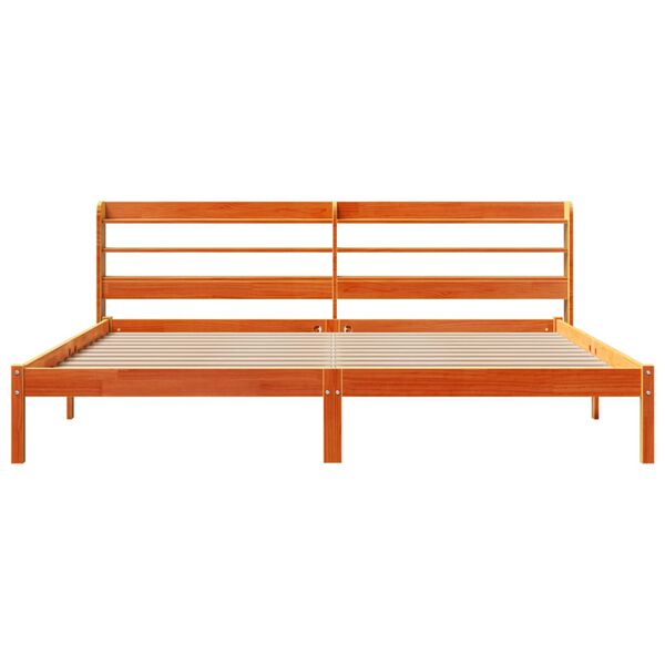 vidaXL Bedframe met hoofdbord massief grenenhout wasbruin 200x200 cm