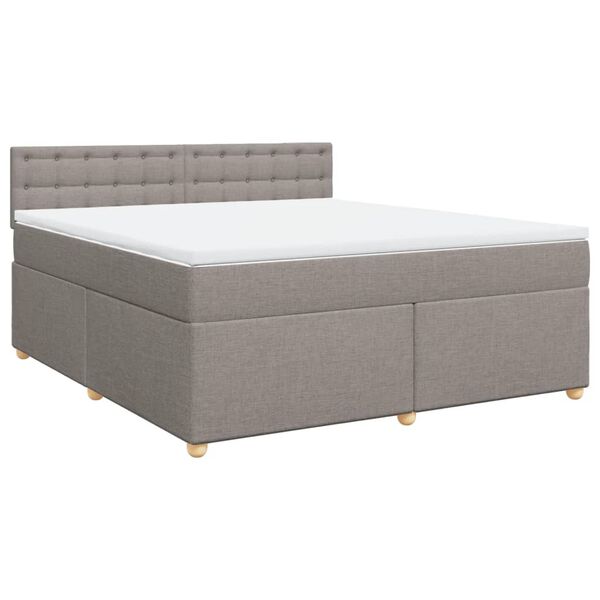 vidaXL Boxspring met matras stof taupe 180x200 cm