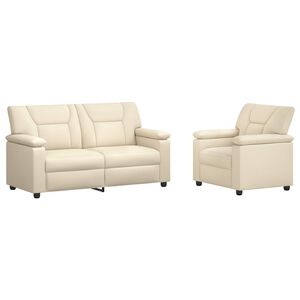 vidaXL Bankstel 2 pcs Cr&egrave;mekleurig Kunstleer