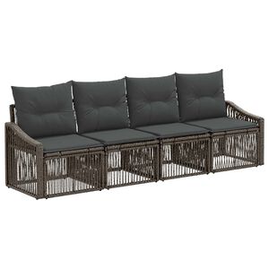 vidaXL Tuinbankenset 4 st Grijs poly rattan