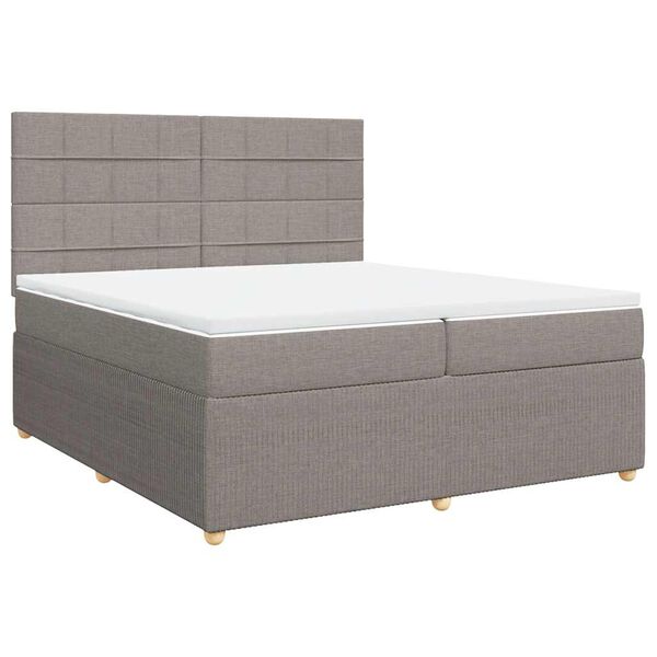 vidaXL Boxspring met matras stof taupe 200x200 cm