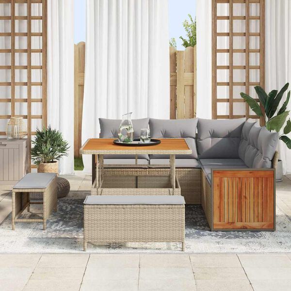 vidaXL Tuin Sofa Set 8 pcs Beige en Lichtgrijs poly rattan