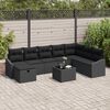 vidaXL Tuin Sofa Set met kussen 9 pcs Zwart Poly riet