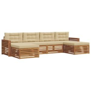vidaXL Sofa-Sets 6 pcs Natuurlijk en Beige Massief Acaciahout