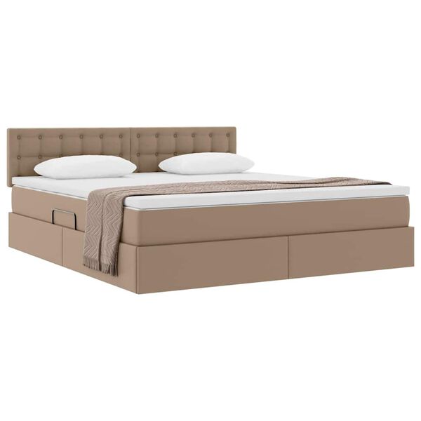 vidaXL Opslag bed met matras Cappuccino 160 x 200 cm Nep Leer