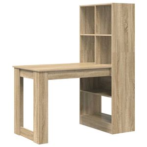 vidaXL Bureau met plank Sonoma Eiken 122 x 67 x 145 cm Bewerkt hout