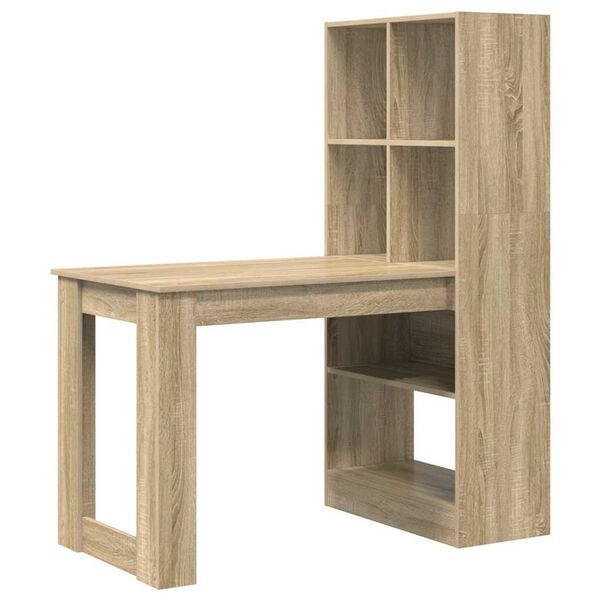 vidaXL Bureau met plank Sonoma Eiken 122 x 67 x 145 cm Bewerkt hout