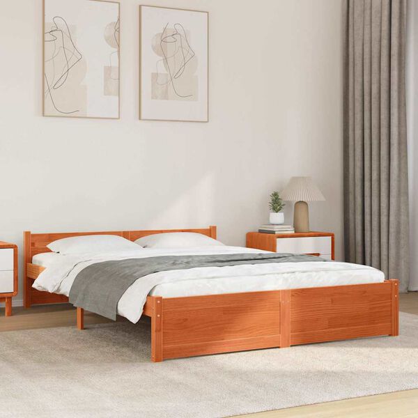vidaXL Bedframe Wasbruin 205.5 x 95.5 x 51 cm Massief grenenhout