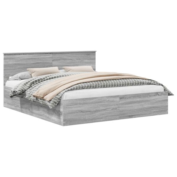 vidaXL Bedframe met hoofdeinde Grijs Sonoma 200 x 200 cm Bewerkt hout