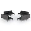 vidaXL 8-delige Loungeset met kussens poly rattan donkergrijs