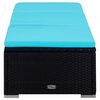 vidaXL Ligbed met kussen en theetafel poly rattan blauw