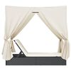 vidaXL Ligbed tweepersoons met dak en gordijn poly rattan zwart