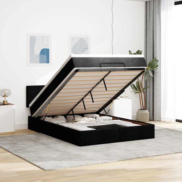 vidaXL Bed met matras 140x190 cm stof zwart