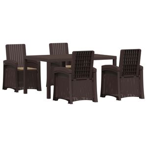 vidaXL Tuin eettafelset 5 st Bruin en Taupe PP