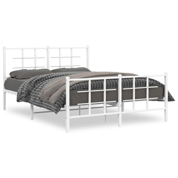 vidaXL Bedframe met hoofd- en voeteneinde metaal wit 140x200 cm