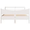 vidaXL Bedframe met hoofdbord massief grenenhout wit 135x190 cm