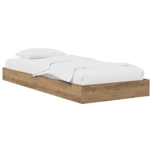 vidaXL Vloerbedframe Artisanaal eiken 80 x 200 cm Bewerkt hout