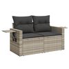 vidaXL 4-delige Loungeset met kussens poly rattan lichtgrijs