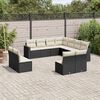 vidaXL 11-delige Loungeset met kussens poly rattan zwart