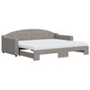 vidaXL Slaapbank met onderschuifbed en matrassen 90x200 cm stof taupe