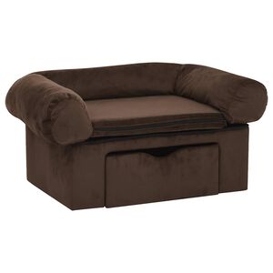 vidaXL Hondenbank met lade 75x50x38 cm pluche bruin