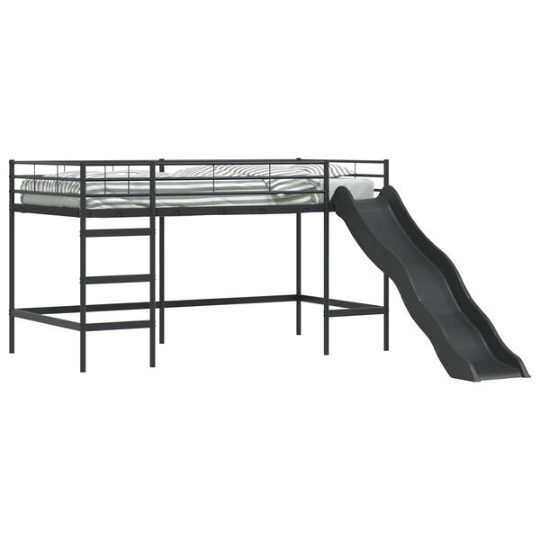 vidaXL Kinder loft bedframe met glijbaan Zwart en Anthraciet