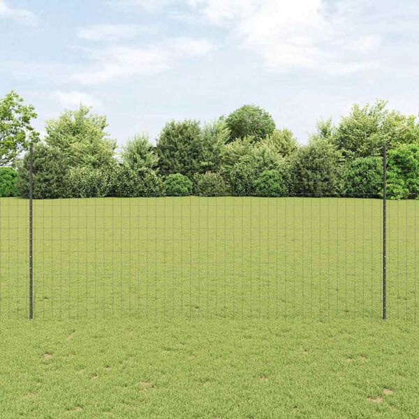 vidaXL Hek met Paal Grijs 1,6 x 10 m Staal en PVC