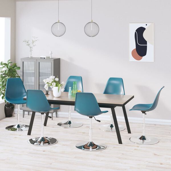 vidaXL Eetkamerstoelen draaibaar 6 st PP turquoise