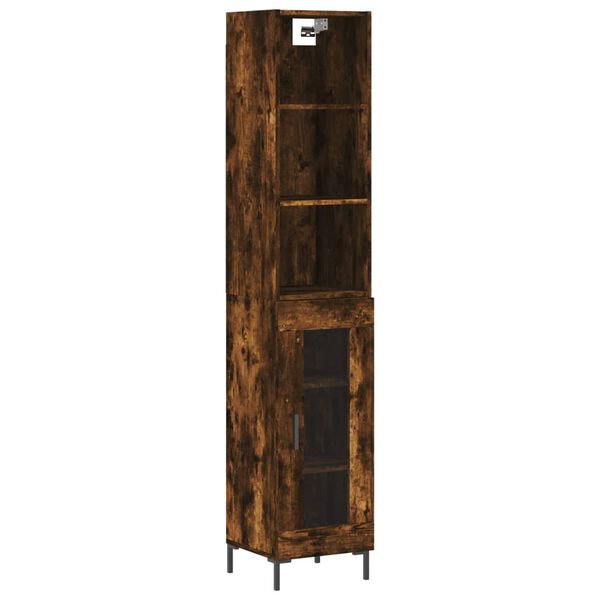 vidaXL Hoge kast 34,5x34x180 cm bewerkt hout gerookt eikenkleurig