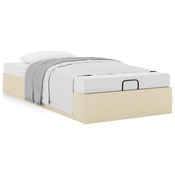 vidaXL Bedframe zonder matras 90x200 cm stof cr&egrave;mekleurig
