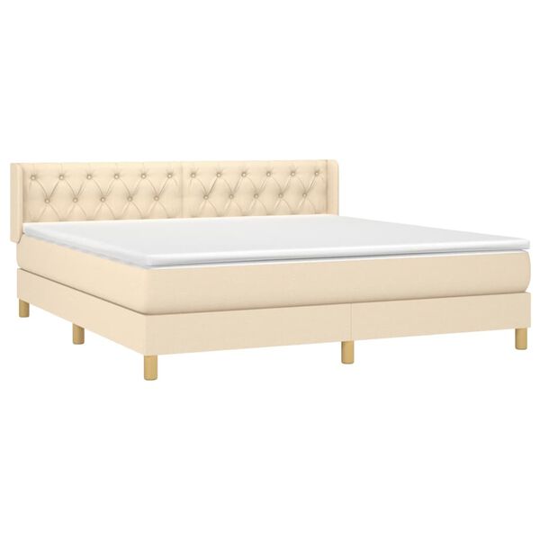 vidaXL Boxspring met matras stof cr&egrave;mekleurig 160x200 cm