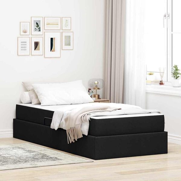 vidaXL Opbergbed met matras met matras Zwart 90 x 190 cm Polyester